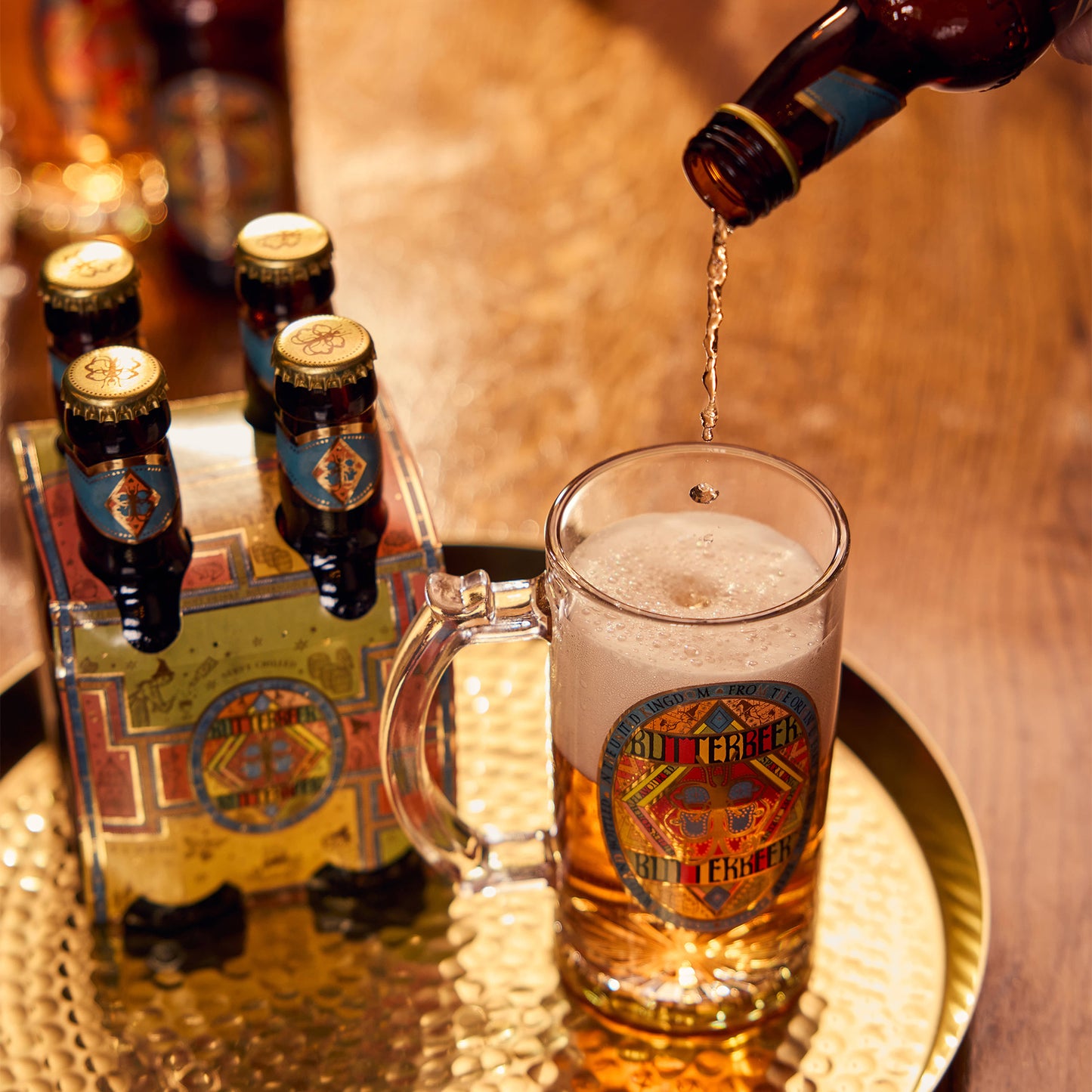 Butterbeer Glass & Bottled Butterbeer 4-Pack