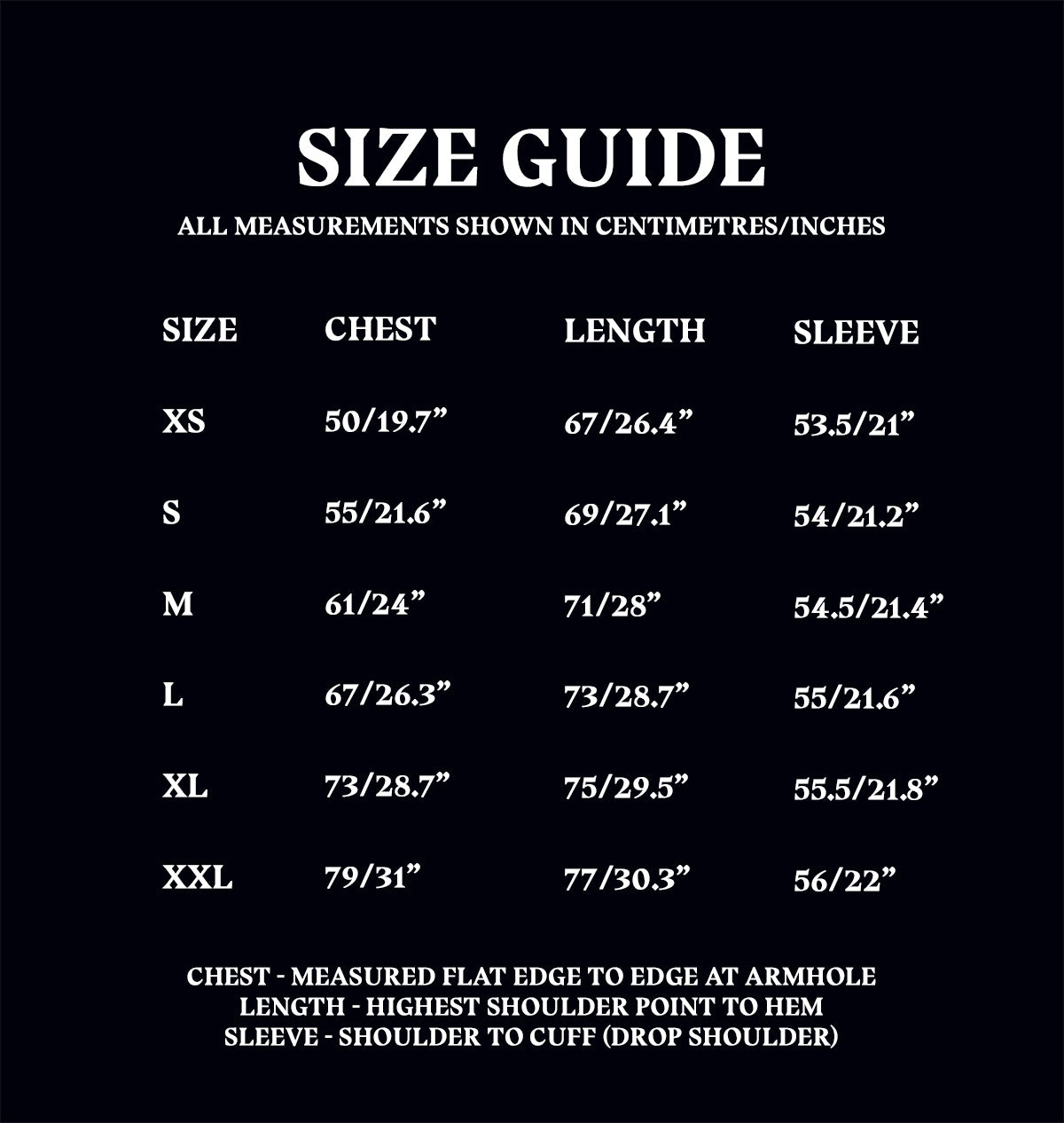 Unisex Adult Hoodie Size Guide