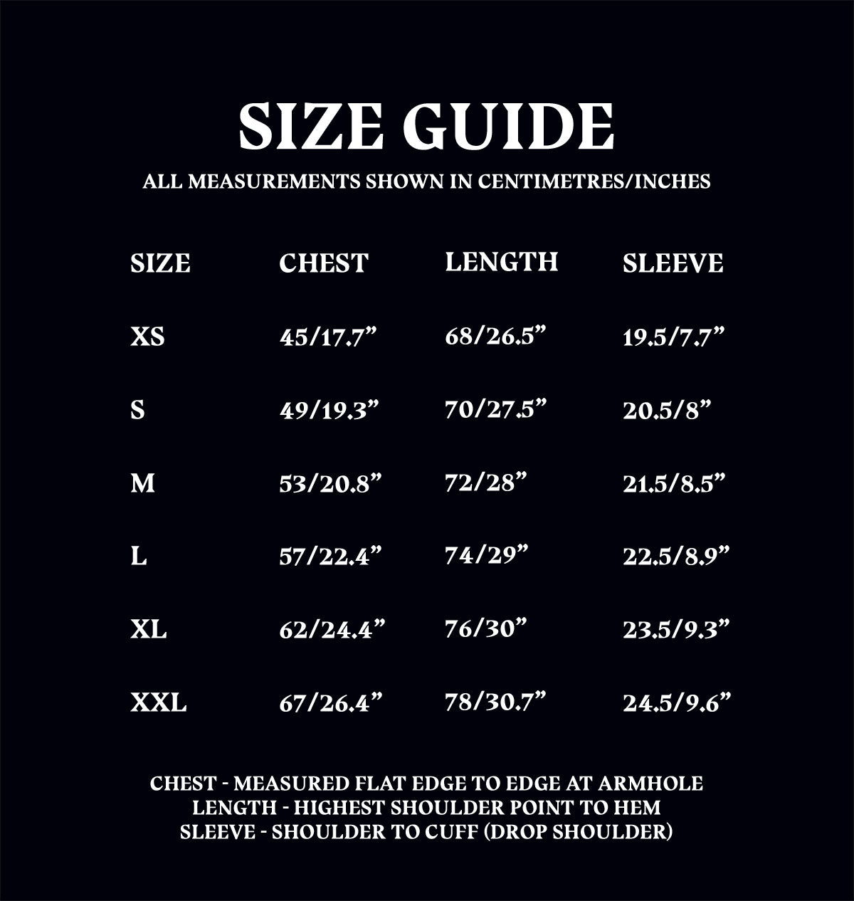 New York Pastel T-Shirt Size Guide