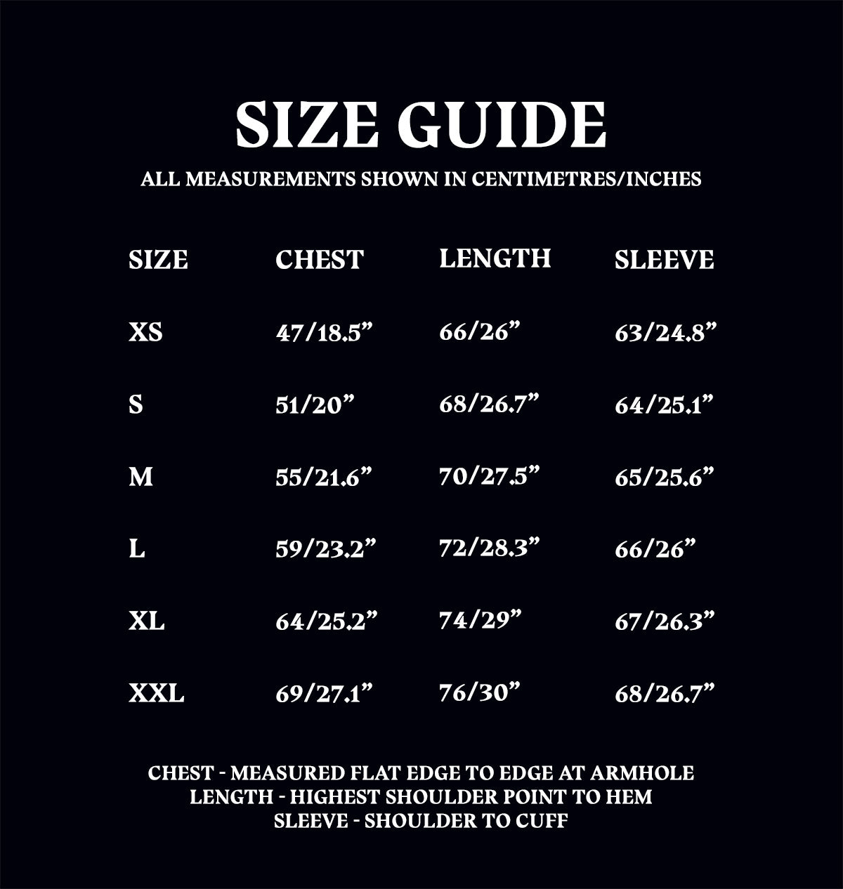 Hogwarts Cardigan Size Guide