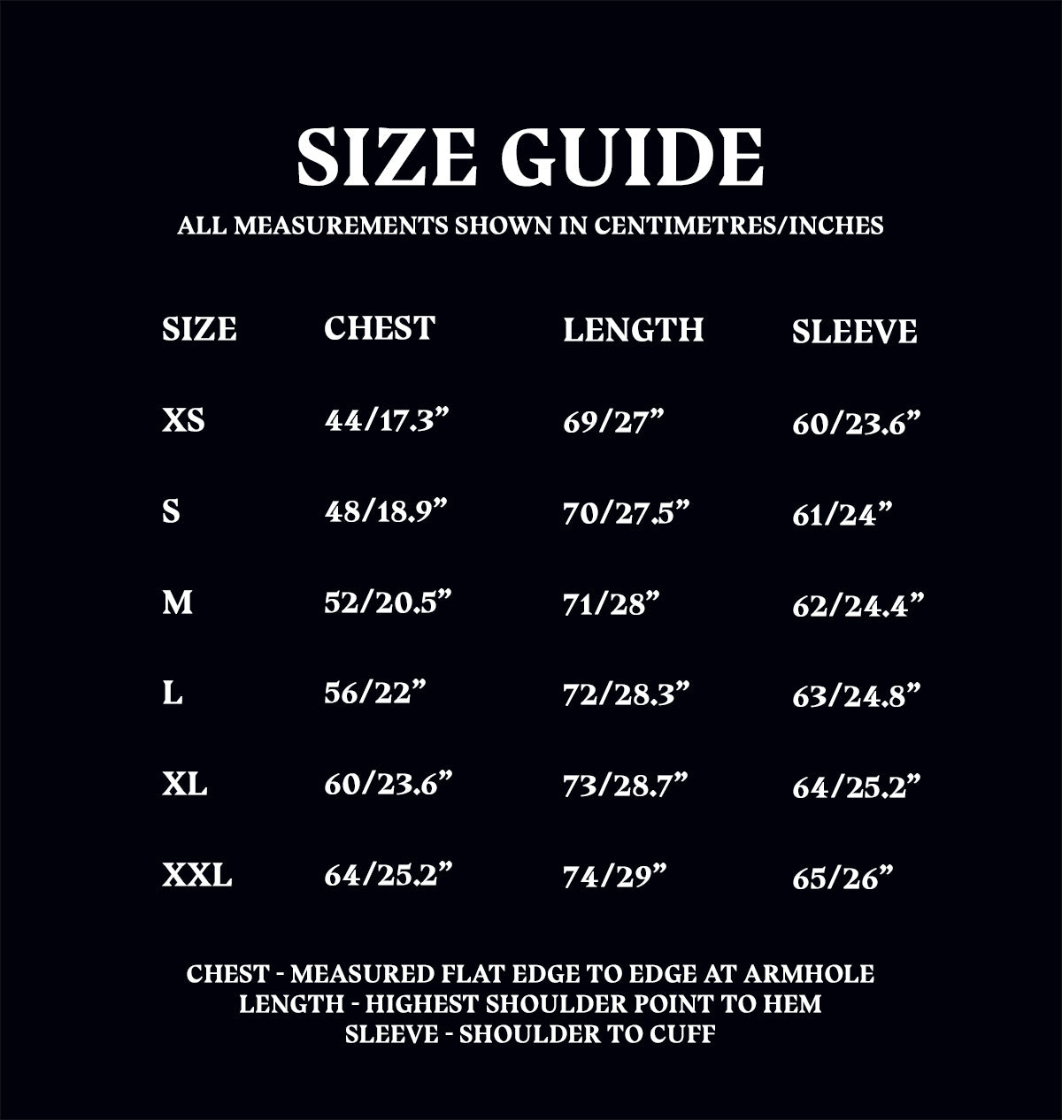 Personalised Triwizard Shirt Size Guide