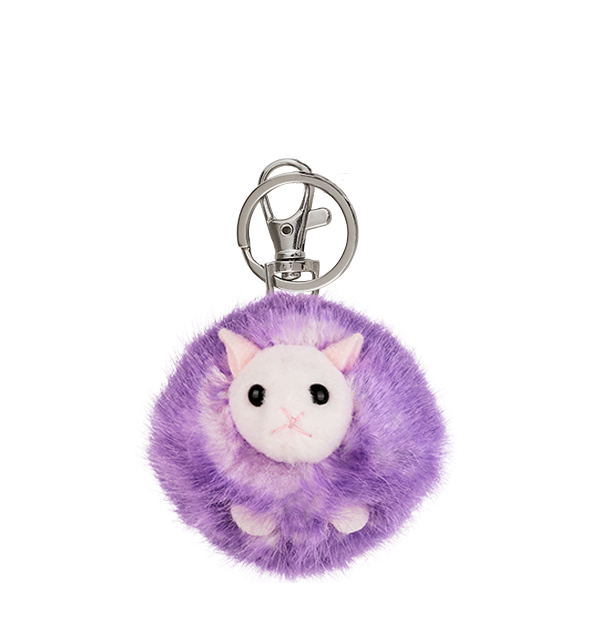 Purple Pygmy Puff Keyring