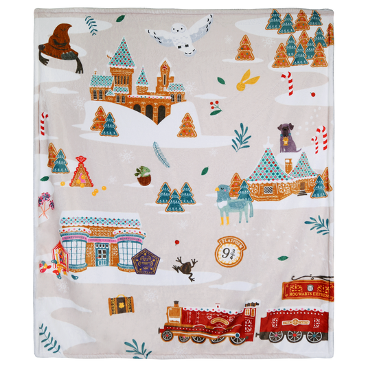 Scenic Hogwarts Christmas Blanket