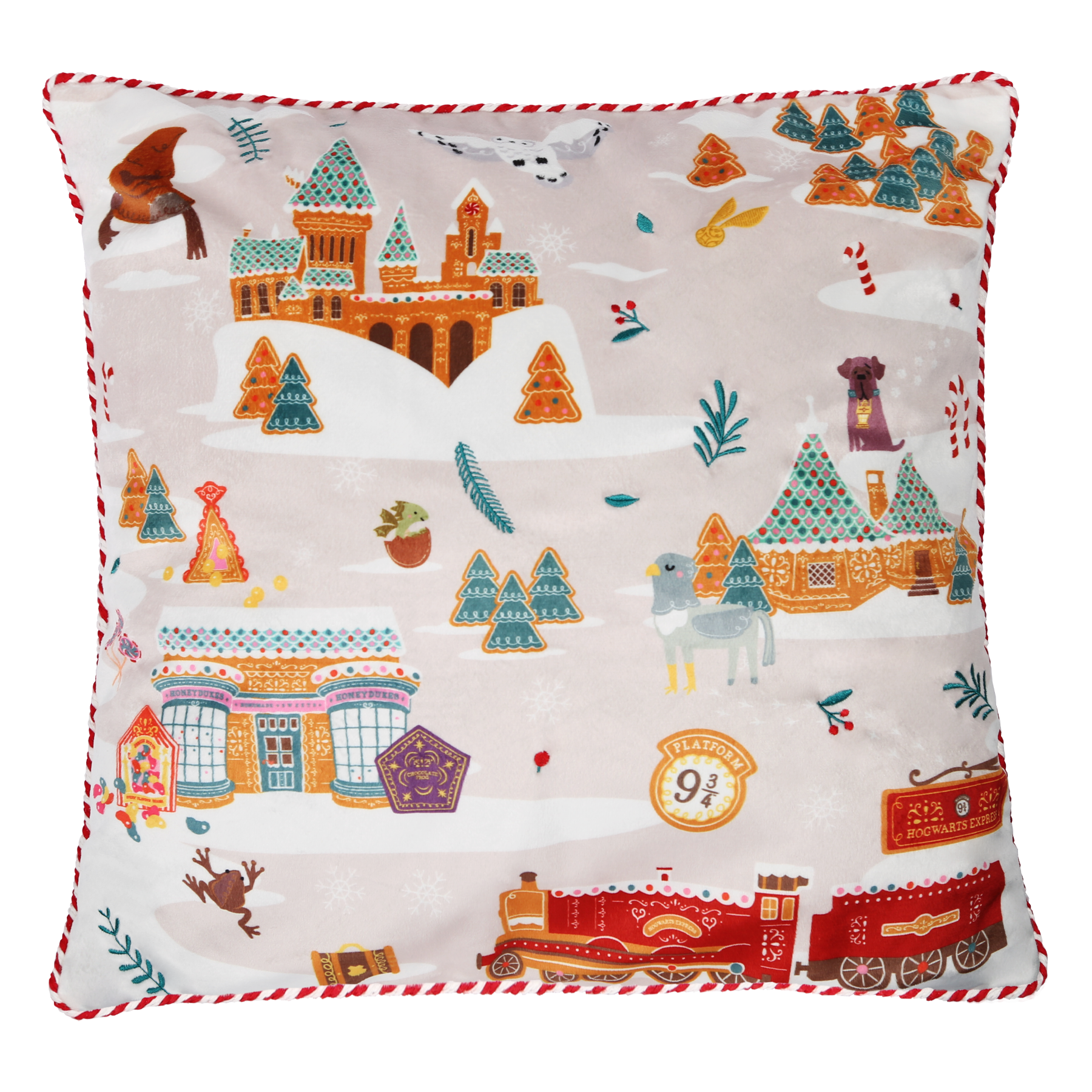 Scenic Hogwarts Christmas Cushion Cover