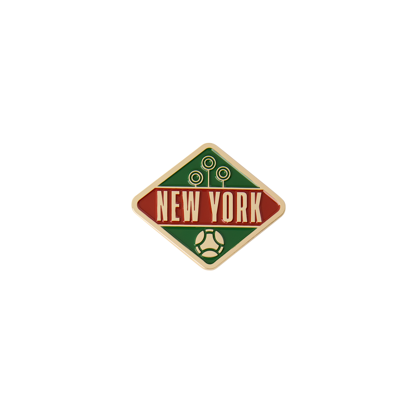 Geometric Quidditch logo with 'New York' text on a green and red background