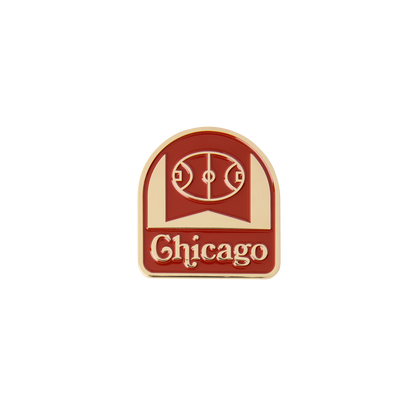 Quidditch magnet for the city of Chicago with a red and gold color scheme