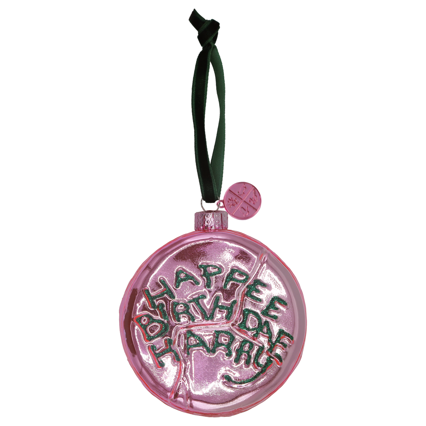Happee Birthdae Glass Ornament