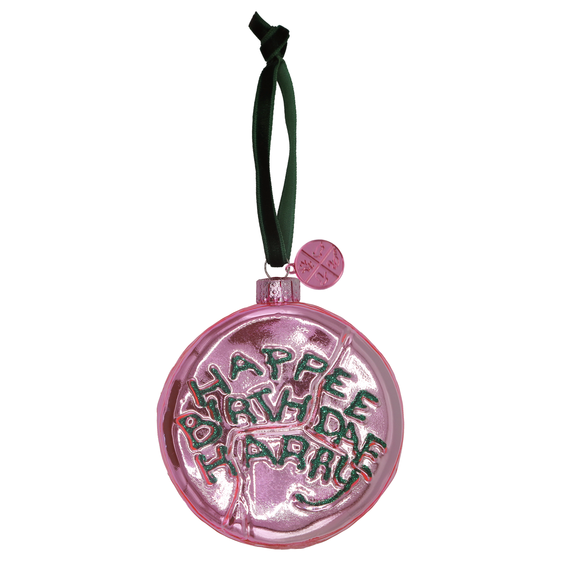 Happee Birthdae Glass Ornament