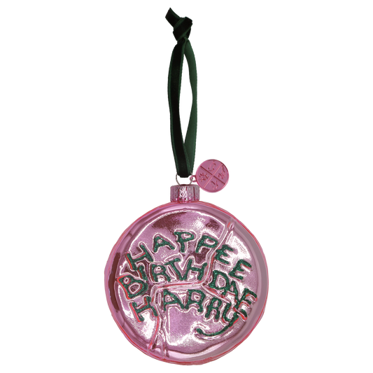 Happee Birthdae Glass Ornament