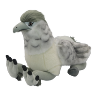 Plush toy Buckbeak with gray and white feathers on a white background