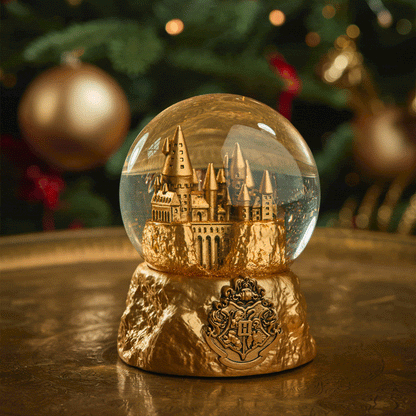Hogwarts Christmas Gold Snow Globe
