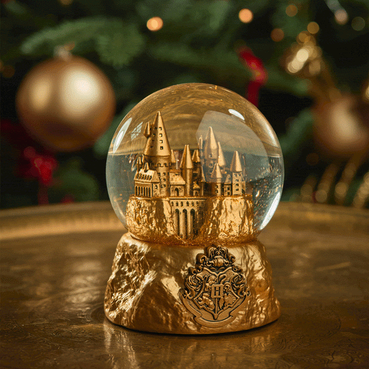 Hogwarts Christmas Gold Snow Globe