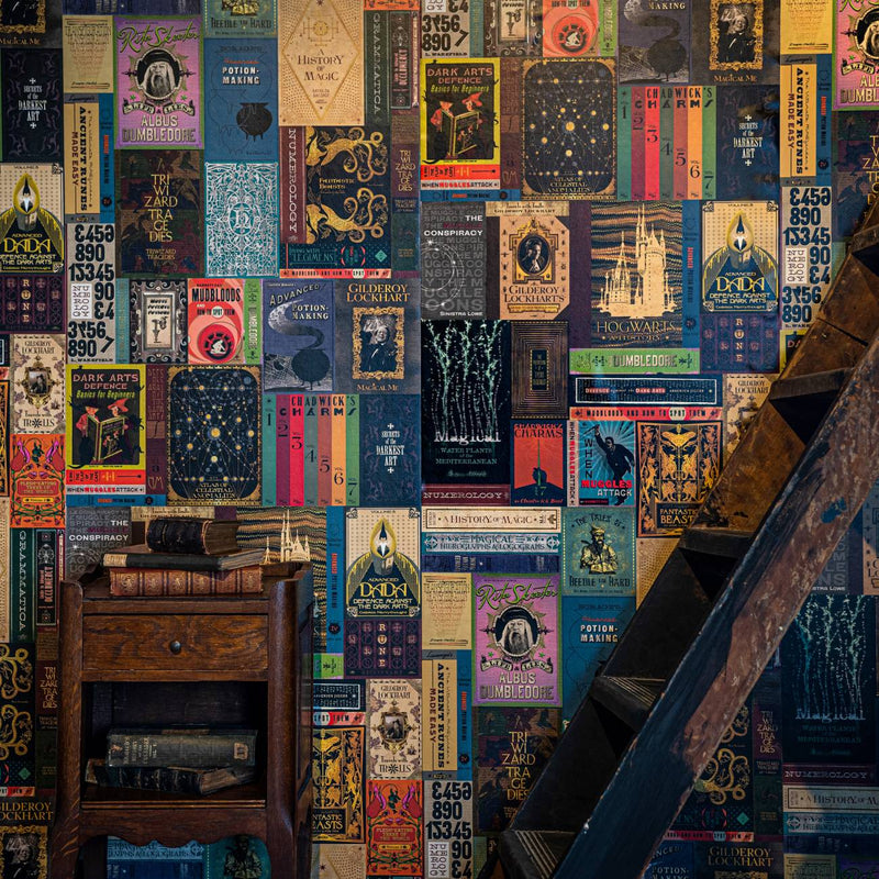 Hogwarts Library MinaLima Wallpaper