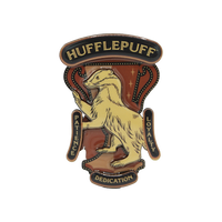 Hufflepuff magnet with badger emblem and text on a white background