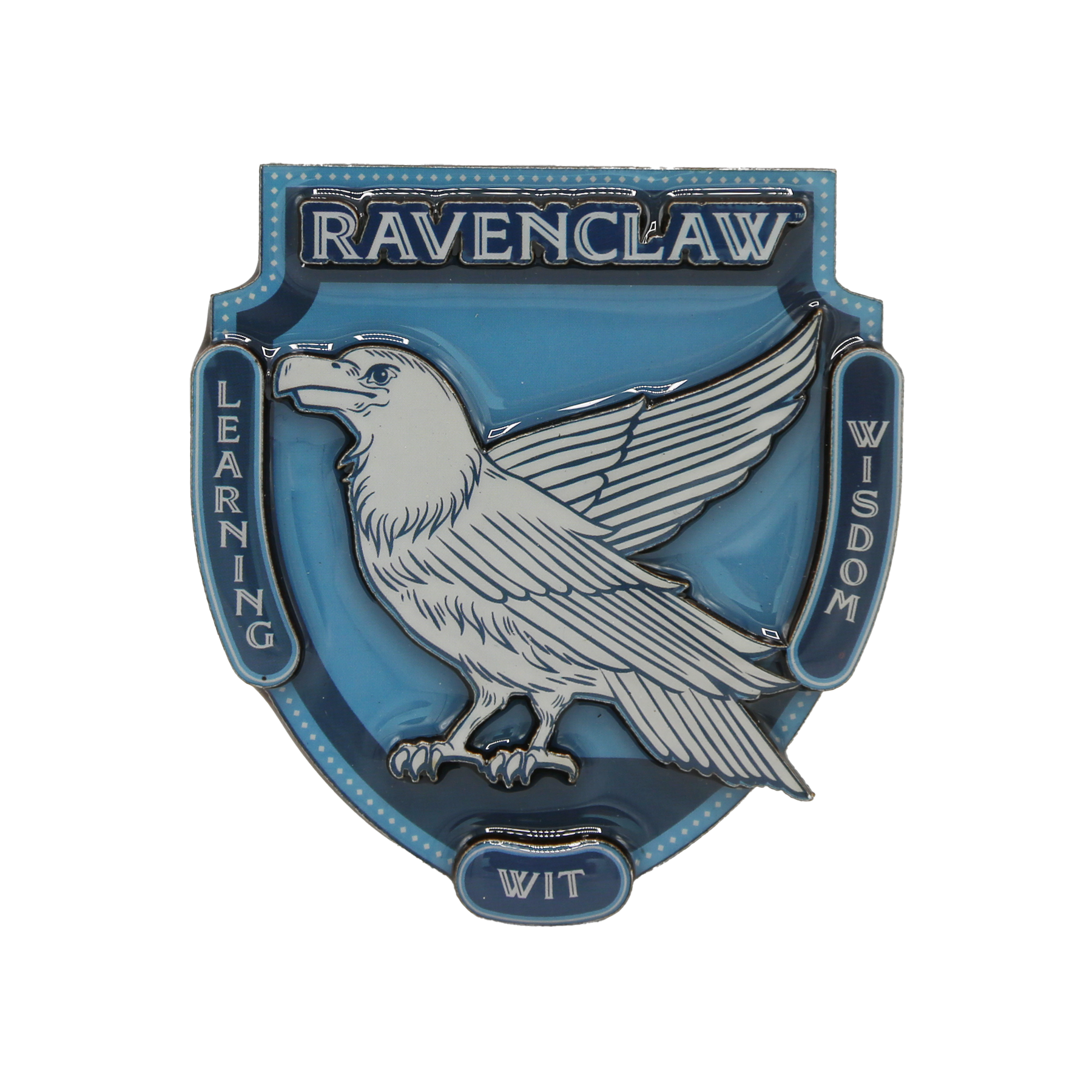 Ravenclaw magnet with an eagle emblem on a blue background