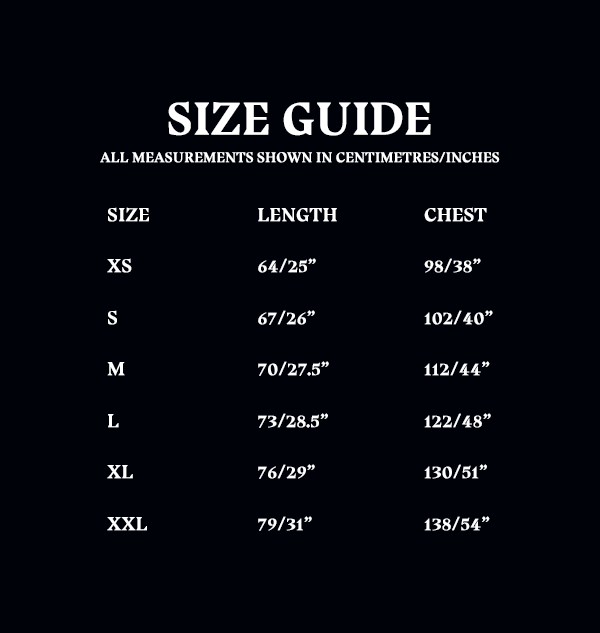 Size Guide - Unisex Hoodies