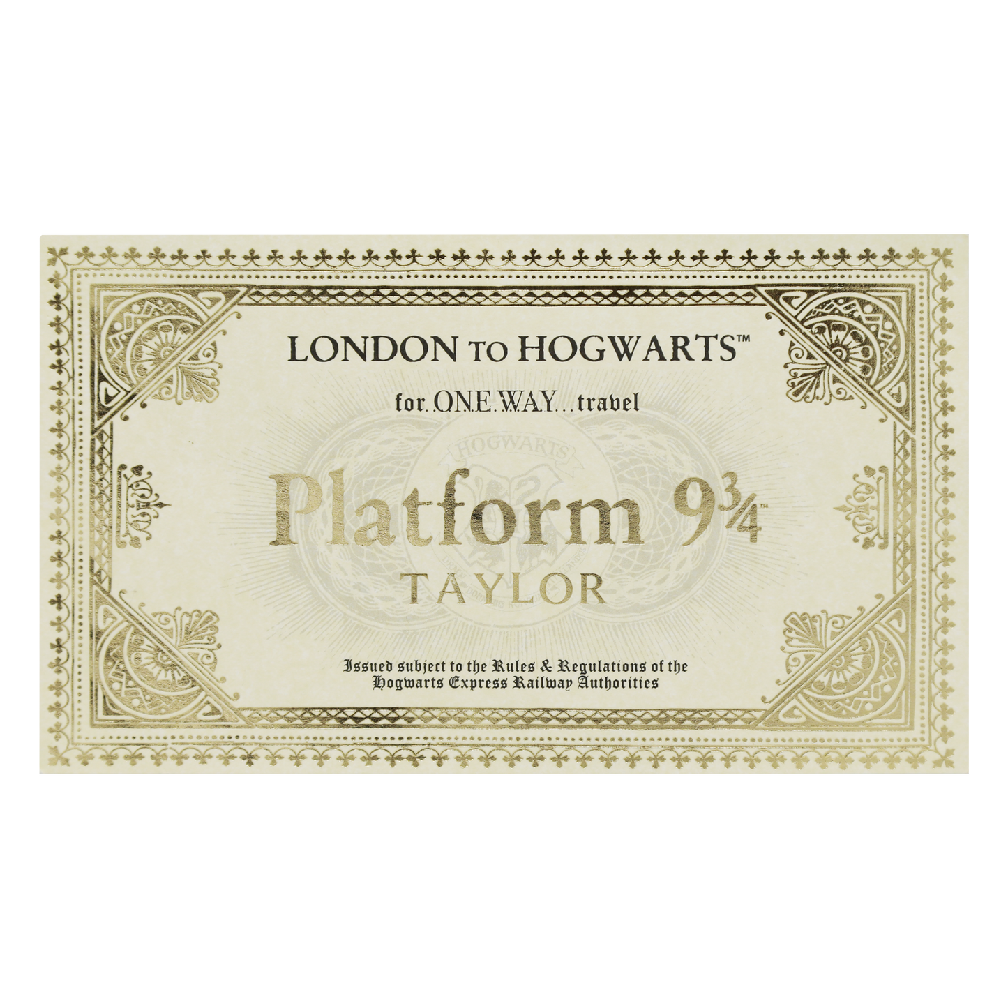 Personalized Hogwarts Express Ticket