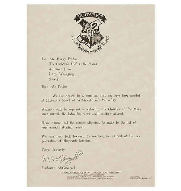 Personalized Hogwarts Acceptance Letter Harry Potter Shop US