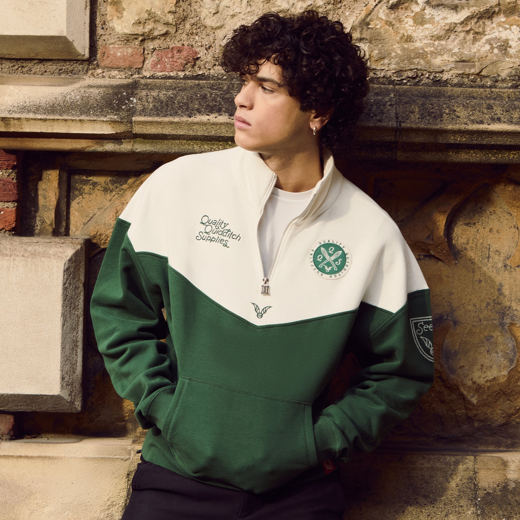 The White Collection バートン　ウェア　セットアップ　カーキ Quality Quidditch Supplies Half Zip Sweatshirt