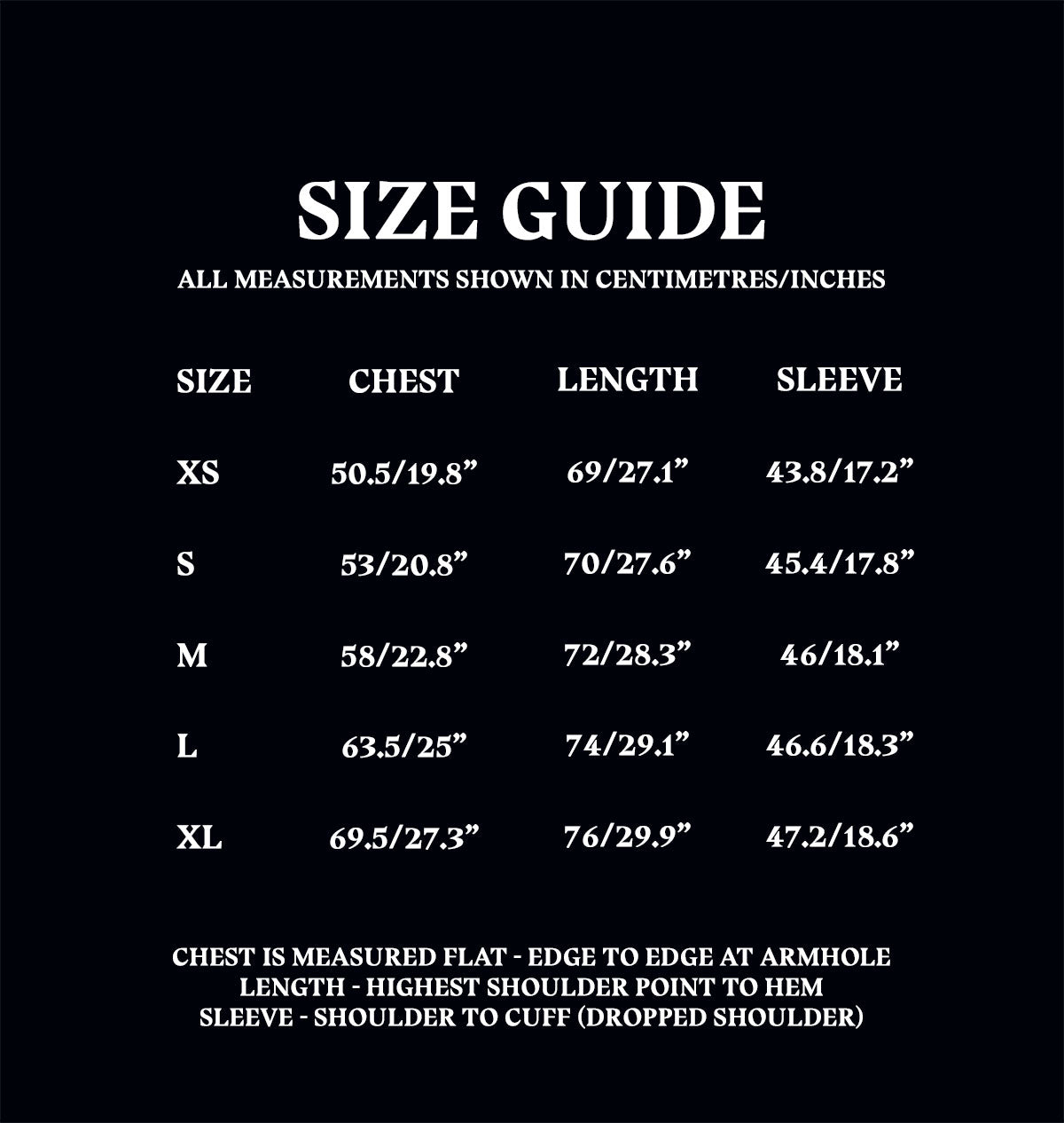 Adult Lounge Top Size Guide