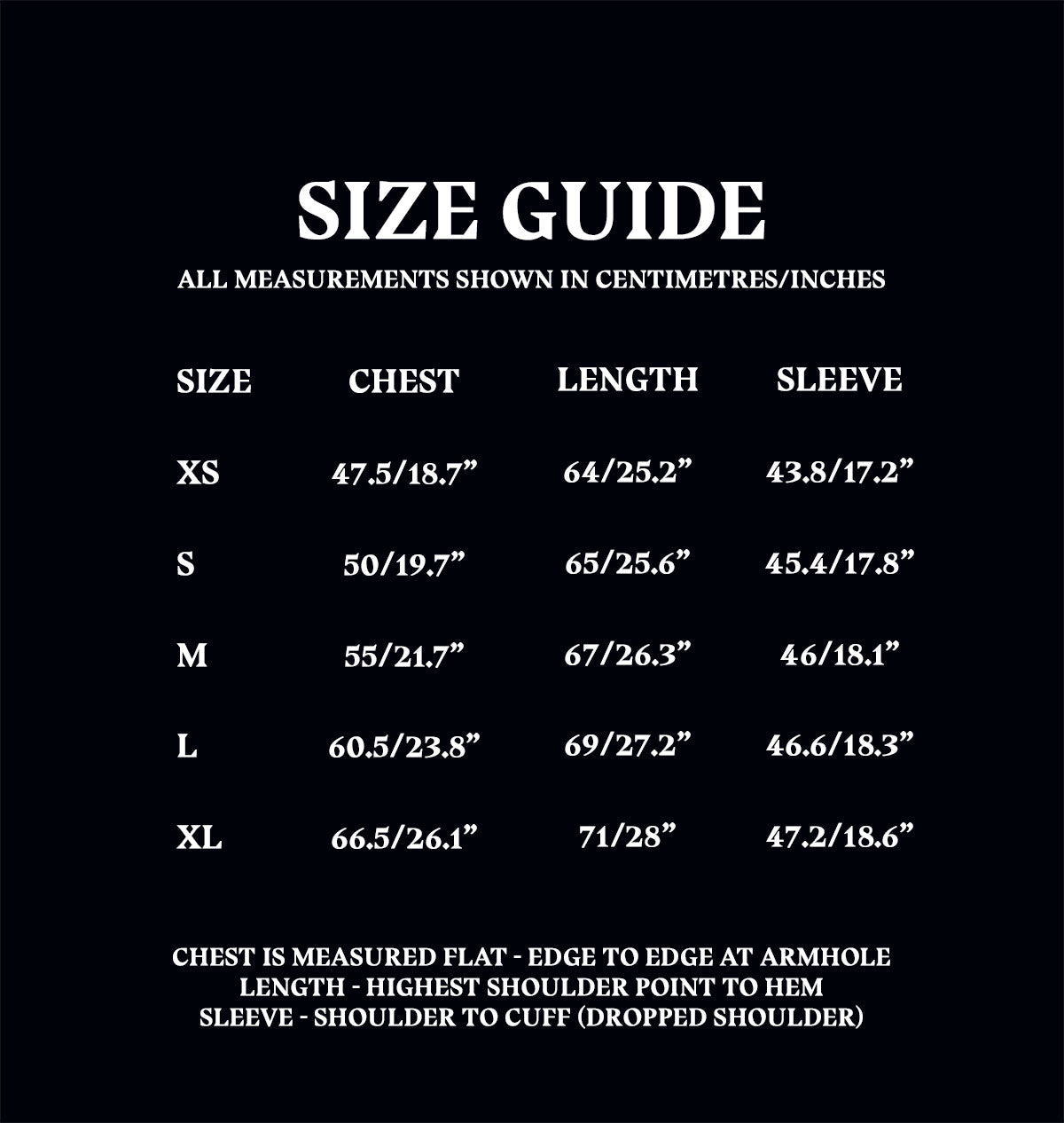 Loungewear Top Size Guide