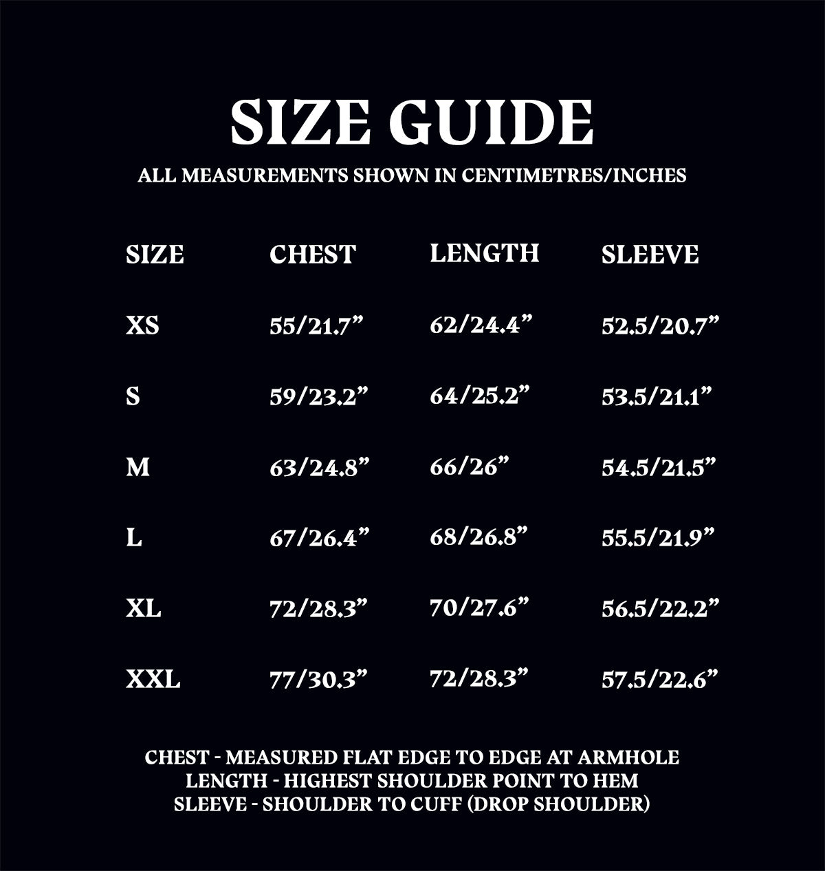 Snow Globe Lounge Top Size Guide