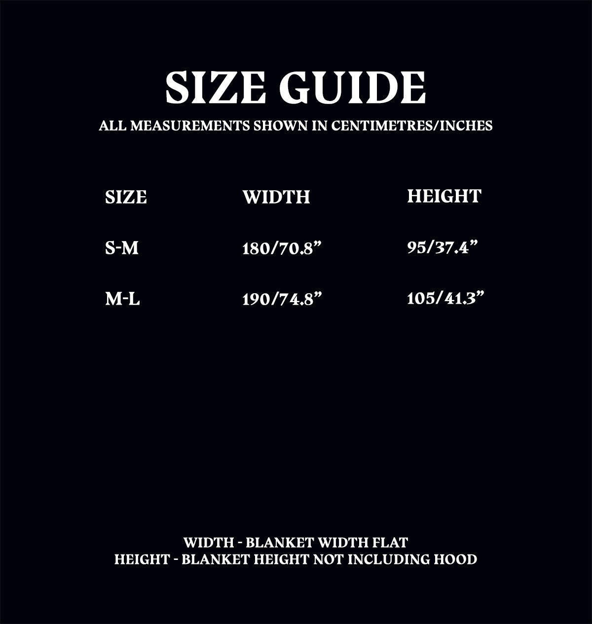 Hedwig Hooded Blanket Size Guide