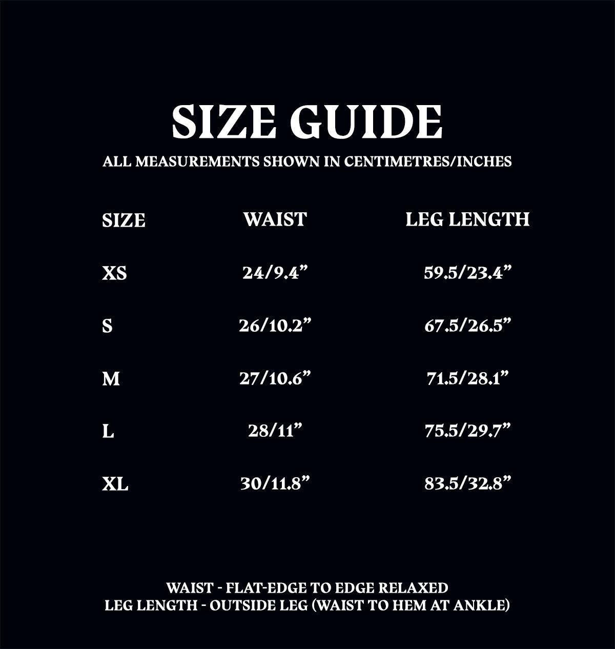 Kids Pajama Bottoms Size Guide