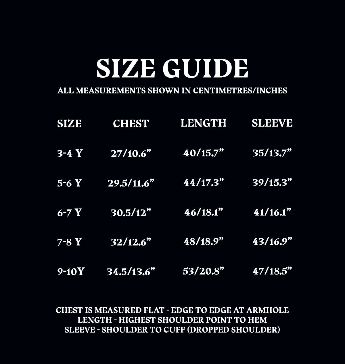 Kids Pajama Top Size Guide