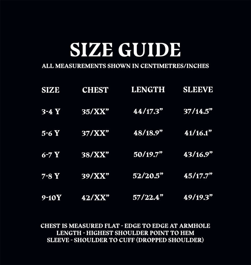 Kids Sweatshirt Size Guide