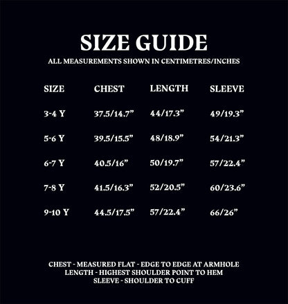 Kids Hogwarts Tracksuit size guide