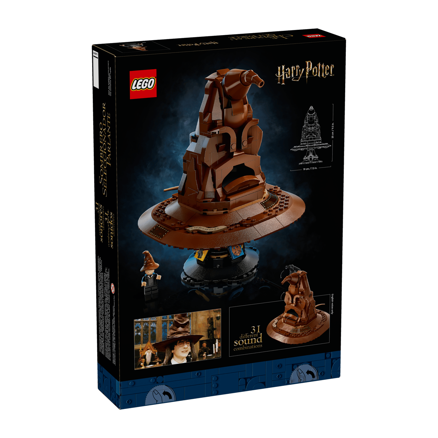 LEGO Harry Potter set packaging with detailed design on a white background