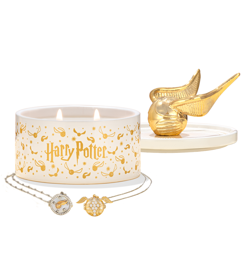 Charmed Aroma Golden Snitch Candle and Jewelry Tray